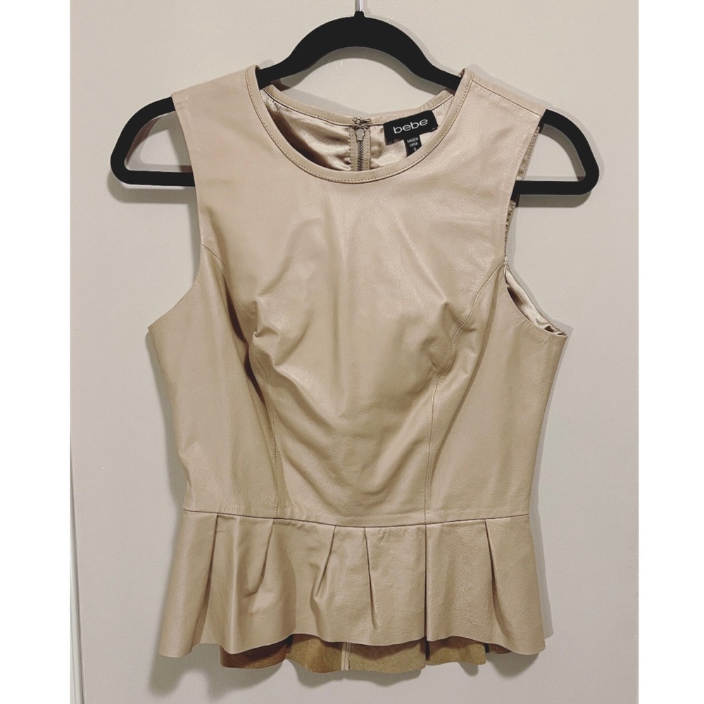 Bebe Leather Peplum Top
